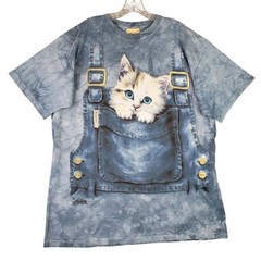 Vintage The Mountain Shirt Men’s Size XL Blue Tie Dye Tee Cottton Cat Graphic