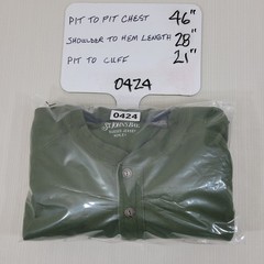 St Johns Bay Mens SZ L 46″ LS Henley Sueded Jersey Forest Green Ribbed Cuffs