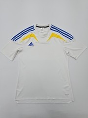 Adidas Men White Striped Climate T-Shirt Size M Regular Crew Neck Logo