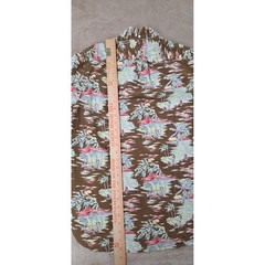 Polo ralph lauren Hawaiian shirt men M Brown tropical pleated Button down EUC