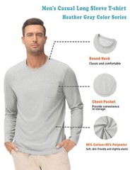 Men’s Casual Cotton Shirts Long Sleeve Crewneck Quick Dry Sport Plain T-Shirts