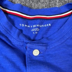 Tommy Hilfiger Mens Blue Slub Cotton Short Sleeve Henley Shirt Size L