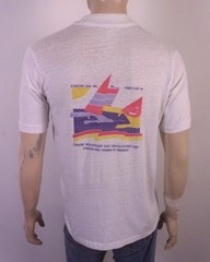 vintage 80s thin Single Stitch Hobie Polo Shirt Ozark Mtn. Cat Encounter 1987 L