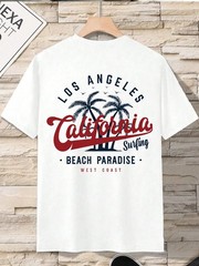 Los Angeles And California Surfing Graphic Print T-Shirt