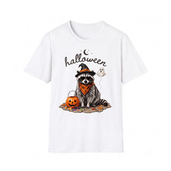 Raccoon Halloween Unisex TShirt Spooky Season Graphic Tee Witch Hat Fall Apparel