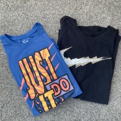 Nike Mens Graphic T-Shirt Lot of 2 Blue Just Do It Black Swoosh XL AR5006-403