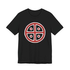 Red & White Solar Cross T-Shirt | Ancient Sun Symbol Graphic Tee Shirt