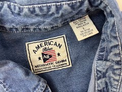 AB American Blue Mens L Blue Authentic Denim Cotton/Rayon SS Shirt