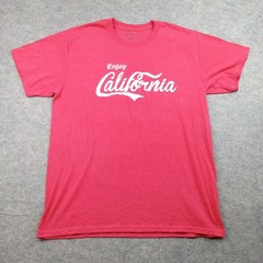 California Shirt Mens Large Red Graphic Tee Crewneck Enjoy Coke Script USA