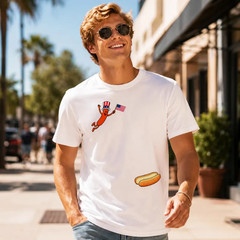 Funny 4th of July Hot Dog T-Shirt Uncle Sam Patriotic BBQ Graphic Tee
