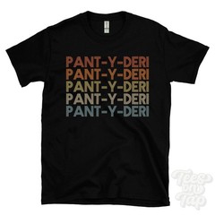 PANT-Y-DERI REPEATED RETRO STYLE T-SHIRT mens & womens uk place name gift