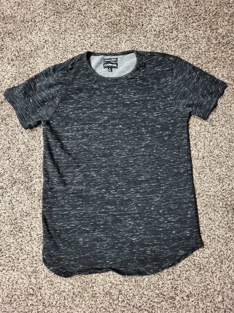 Mens Carbon Brand Longer Length Gray Tshirt Size S