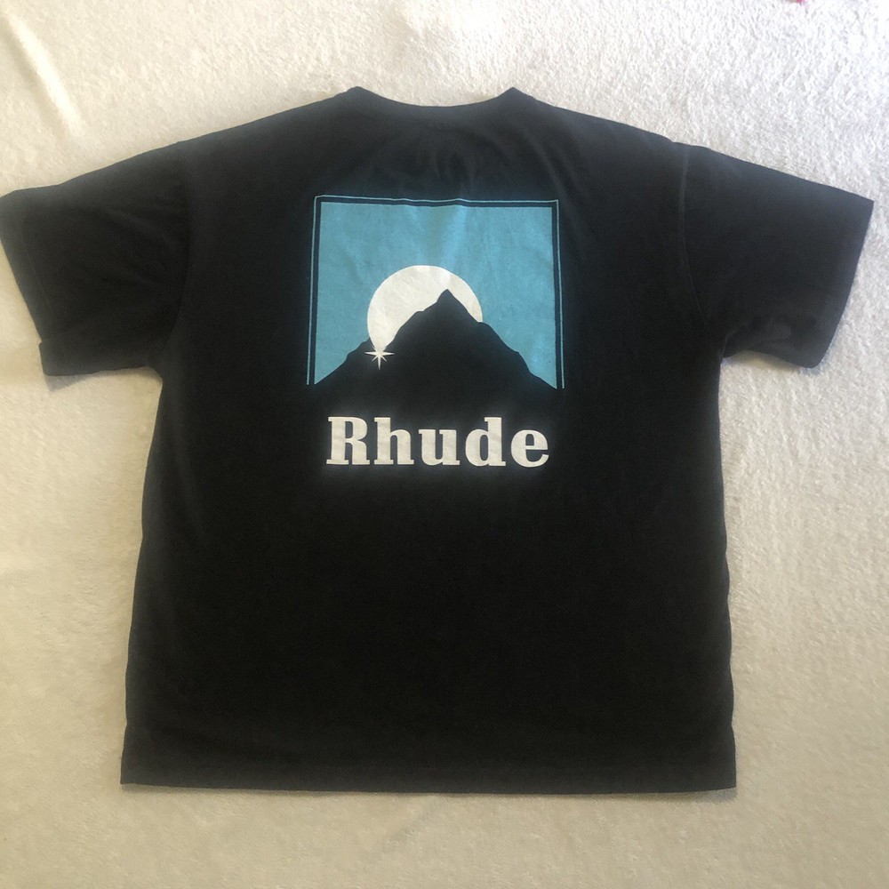 RARE Rhude Moonlight Logo Black Tee Size XL Skater Street Designer Box Logo