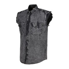 BUTTON-DOWN SLEEVELESS DENIM SHIRTS FOR MEN – 100% COTTON