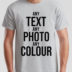 Personalised Print Unisex T Shirts Customise Photo Or Text Any Colour Tee