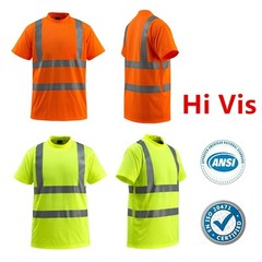 Hi Vis ANSI Class 2 Reflective Safety Work Short Sleeve T Shirts High Visibility
