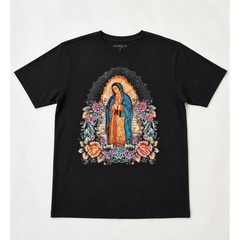 Bioworld Our Lady of Guadalupe Virgin Mary Floral Graphic T-Shirt Black Mens M