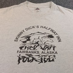 Vintage 90s Alaska Shirt Skinny Dick’s Halfway Inn Mens XL Gray Funny Novelty
