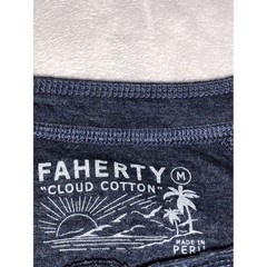 Faherty Cloud Cotton Henley Mens Medium Navy Blue Long Sleeve Pima Modal MKC0077