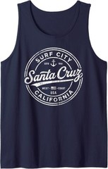 Vintage Santa Cruz Surf City California West Coast Retro Tank Top