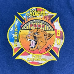 Collectible FDNY Port Richmond Cougar Country Navy Blue Graphic T-Shirt Mens L