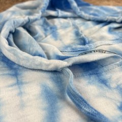 DIKOTOMY Blue White Tie-Dye Hooded Skeleton Flamingo Graphic T-Shirt Mens L