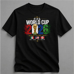 Fifa World Cup 2026 T-Shirt Soccer Graphic Tee Football Fan, 3 Flag