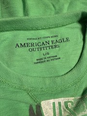 Mens American Eagle Lime Green Y2K Long Sleeve Eagle Fall Winter TShirt Sz Large
