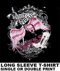 COUNTRY WESTERN MUSIC ROCKS THE WORLD COWBOY COWGIRL HAT BOOTS T-SHIRT 219