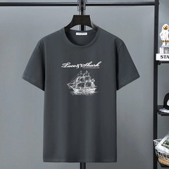 Men Sporty Big And Tall Lace and Shark Cotton T-Shirt M-12XL