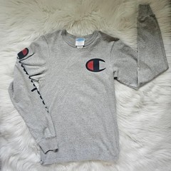 Champion Gray Long Sleeve Shirt XS Adult Teen UNISEX
