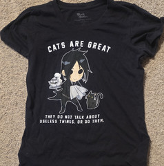 Black Butler Men’s Black Cotton T-Shirt Cat Anime Graphic Size XL