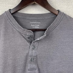 Croft & Barrow Henley Shirt Men Large Gray Long Sleeve Easy Care Soft Casual Son