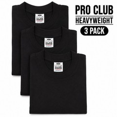 3 PRO CLUB T SHIRT HEAVYWEIGHT SHORT SLEEVE PLAIN 100% COTTON Black Or White