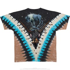 NATIVE American-BISON SKULL-FEATHERS-TIPI-2 SIDD T-SHIRT-M-L-XL-XXL