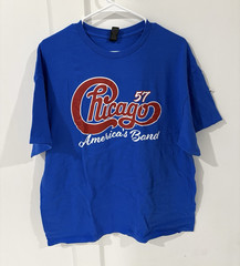 Chicago Men’s America’s Band Graphic Print Crew Neck Tee XL Blue