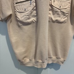 Vintage Wayne Scott Henley Shirt Mens Large Cream Dual Zip Pockets Waffle Knit