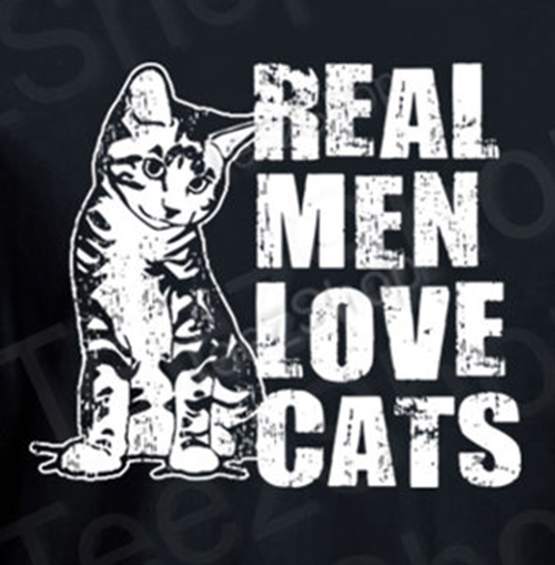 REAL MEN LOVE CATS funny animal pet lover cat present gift rescue kitten T-Shirt
