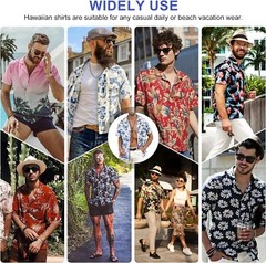Button Down Shirts Men Black White Hawaiian Dress Short Sleeve Party Up Soft Tee