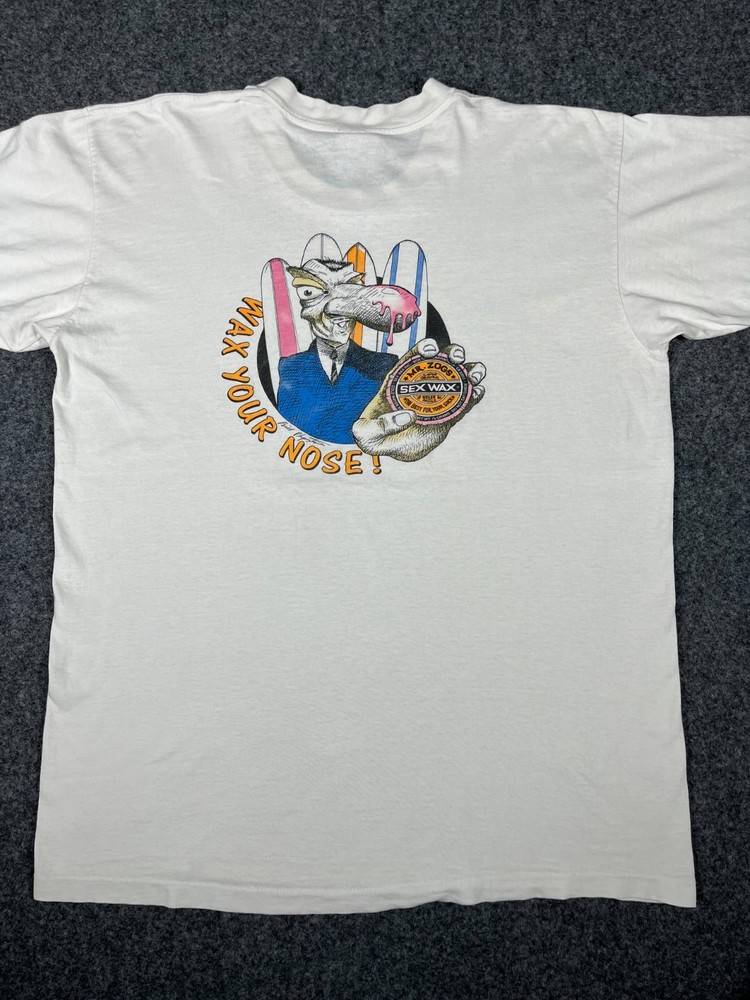 Vintage 90s Mr Zogs Sex Wax T Shirt Wax Your Nose Surf White L