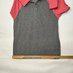 Banana Republic Vintage Men’s Large Grey Red Preppy Raglan Henley Hoodie Shirt