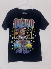 Bravado Quavo All Star Men’s Black Graphic Print Logo Tee Knit Crew Neck Sz S