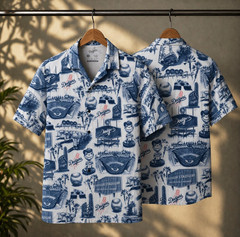 Dodgers Hawaiian Shirt Mens White Blue All Over Print BL2549
