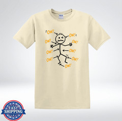 Funny OW Pain Stick Figure Shirt Body Ache Humor T-Shirt