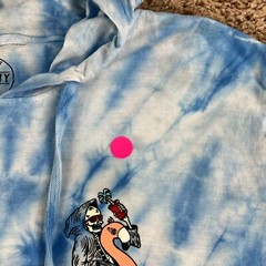 DIKOTOMY Blue White Tie-Dye Hooded Skeleton Flamingo Graphic T-Shirt Mens L