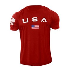 Men’s Casual USA Flag T-Shirt Breathable Light 100% Cotton T-Shirt Size L-6XL US