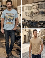 Lot Of 2 Goodfellow T Shirts Size Medium Bronco 1966 Legendary Men’s Blue Beige