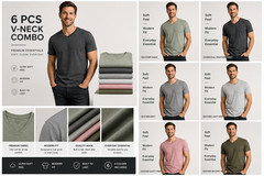 True Classic V-Neck T-Shirts 6 Pack Men Size M New No Tags Soft Premium Fit
