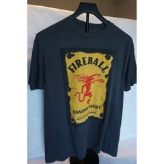 Fireball Cinnamon Whisky Graphic T-Shirt Mens Large Gray Ripple Junction 771