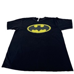Zuni Sportswear Batman Graphic T-Shirt Mens Large Black Yellow Bat Signal Logo